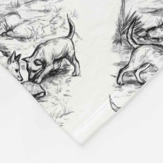 Coyote Pups Fleece Deken (Hoek)