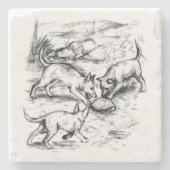 Coyote Pups Stenen Onderzetter (Voorkant)