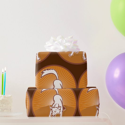 Coyote Retro Sunset  Wilderness Dierlijke Kunst Cadeaupapier