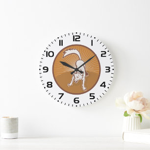 Coyote Retro Sunset  Wilderness Dierlijke Kunst Grote Klok