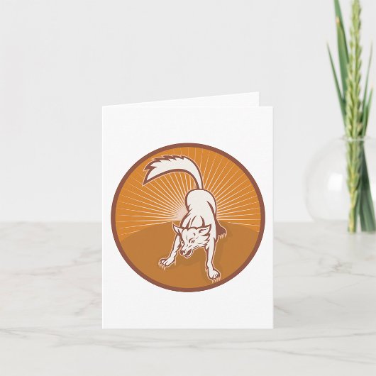 Coyote Retro Sunset  Wilderness Dierlijke Kunst Kaart