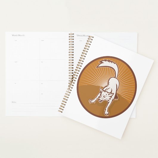 Coyote Retro Sunset Wilderness Dierlijke Kunst Planner