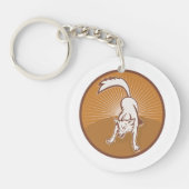Coyote Retro Sunset  Wilderness Dierlijke Kunst Sleutelhanger (Voorkant)