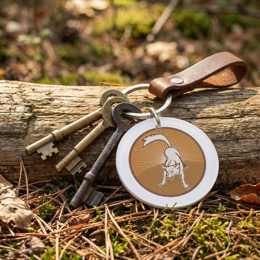 Coyote Retro Sunset  Wilderness Dierlijke Kunst Sleutelhanger