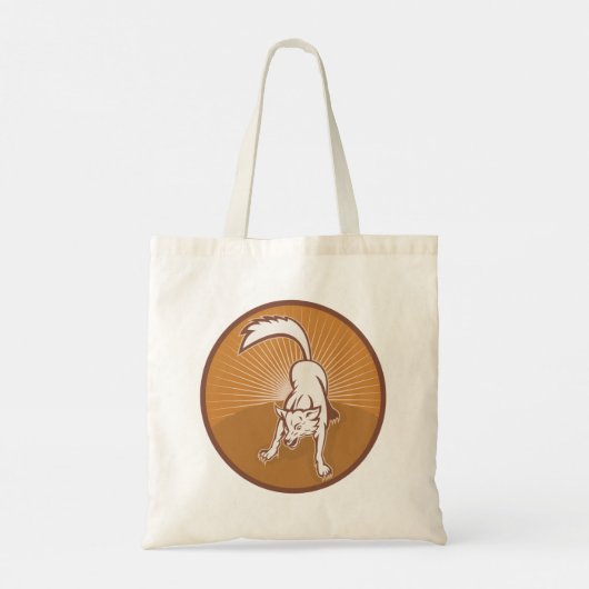 Coyote Retro Sunset Wilderness Dierlijke Kunst Tote Bag (Achterkant)