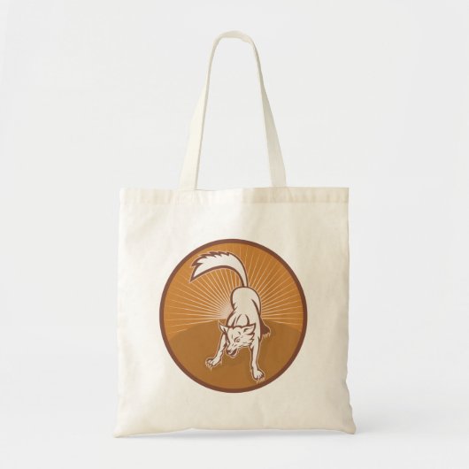 Coyote Retro Sunset  Wilderness Dierlijke Kunst Tote Bag (Voorkant)