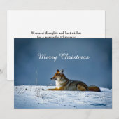 Coyote Sneeuw Foto Kerst Flat Feestdagenkaart (Voorkant / Achterkant)
