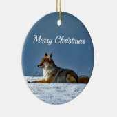 Coyote Snow-foto Keramisch Ornament (Rechts)