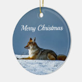 Coyote Snow-foto Keramisch Ornament (Links)