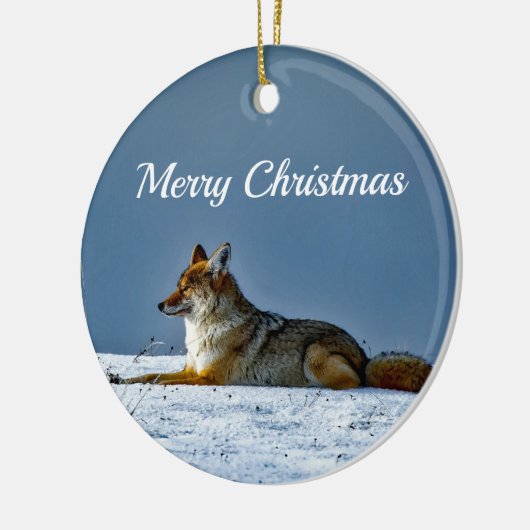 Coyote Snow-foto Keramisch Ornament (Links)