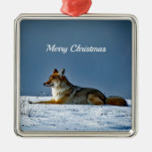 Coyote Snow - Kerstfeest Metalen Ornament (Voorkant)