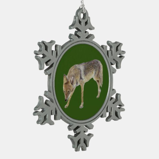 Coyote Tin Sneeuwvlok Ornament (Links)