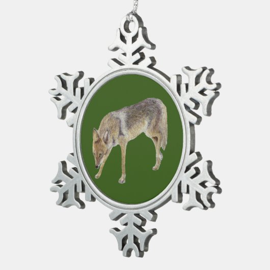 Coyote Tin Sneeuwvlok Ornament (Rechts)