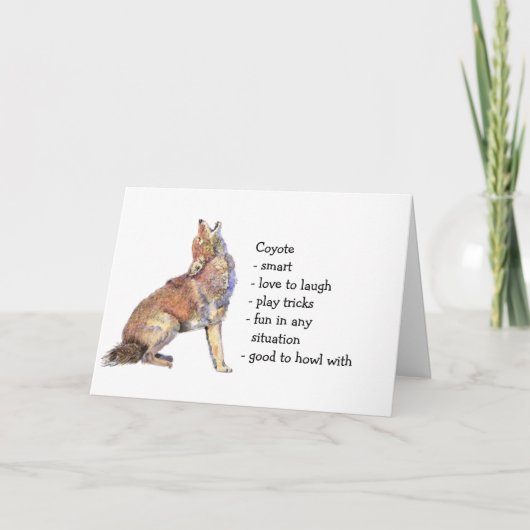 Coyote Totem, Animal Guide Funny Birthday Kaart (Voorkant)
