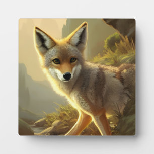 Coyote Welp Wildlife Portret Tafelmodel Fotoplaat