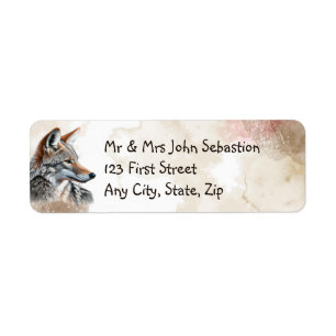 Coyote Wildlife Animal Rustic Country Etiket