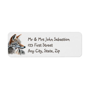 Coyote Wildlife Animal Rustic Country Etiket