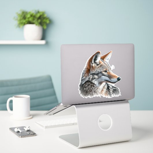Coyote Wildlife Wild Animal Sticker (Laptop op bureau)