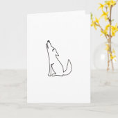 Coyote wolf hond huilen - leuke inkt lijn tekening kaart (Gele Bloem)