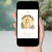 Coze huis ingang deur winter kerst feestdagenkaart