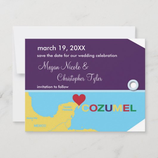 Cozumel Bagagelabel Opslaan Datum bekendmaking Save The Date (Voorkant)