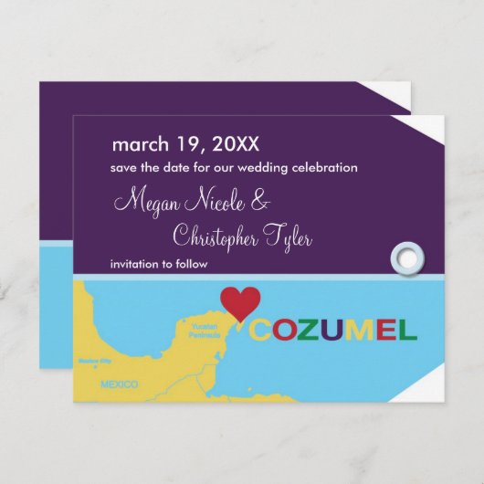 Cozumel Bagagelabel Opslaan Datum bekendmaking Save The Date (Voorkant / Achterkant)