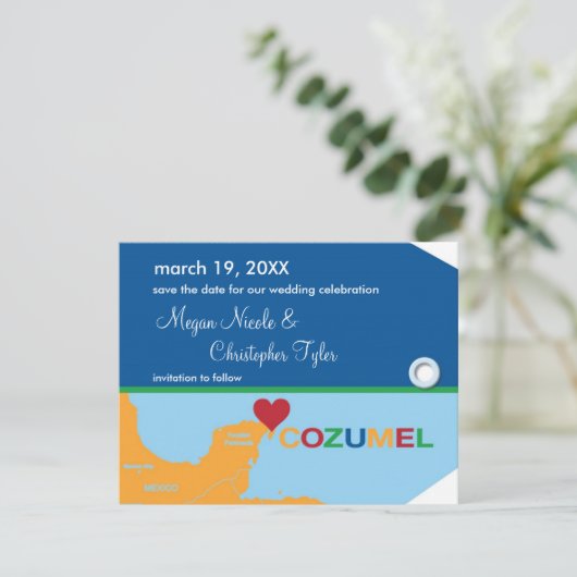 Cozumel Bagagelabel Opslaan Datum bekendmaking Save The Date (Staand voorkant)