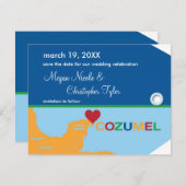 Cozumel Bagagelabel Opslaan Datum bekendmaking Save The Date (Voorkant / Achterkant)