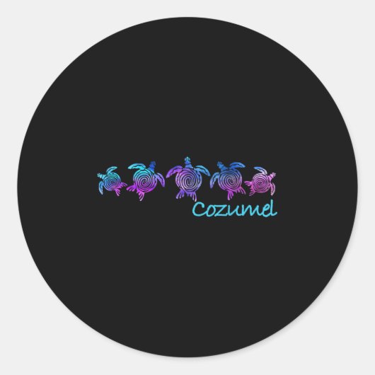 Cozumel Beach Design _ Tribal Turtle Gift Ronde Sticker (Voorkant)