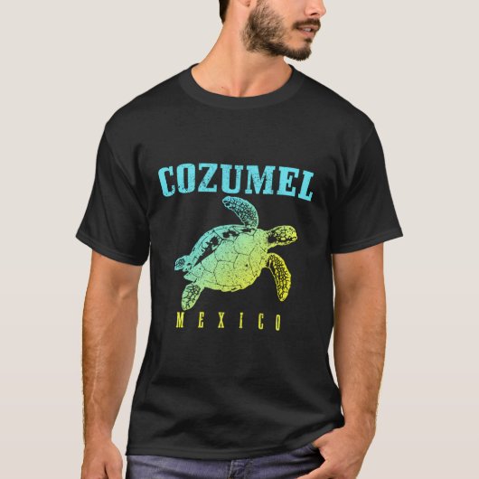 Cozumel Beach Mexico Zee Turtle Surfer Scuba Divin T-shirt (Voorkant)