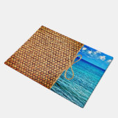 Cozumel Blue Turquoise Ocean met Wicker Deurmat (Schuin)
