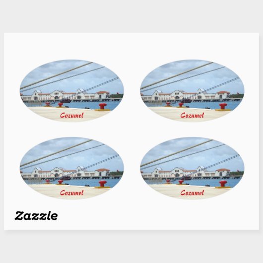 Cozumel Dockside Ovale Sticker (Vel)