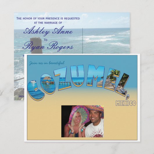Cozumel Huwelijksuitnodiging Uitnodiging Briefkaart (Voorkant / Achterkant)