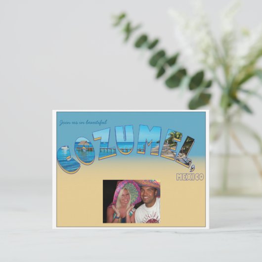 Cozumel Huwelijksuitnodiging Uitnodiging Briefkaart (Staand voorkant)
