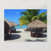 Cozumel Mexico Beach Hut Palm Tree Blauwgroen wate Briefkaart (Voorkant)