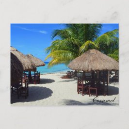Cozumel Mexico Beach Hut Palm Tree Blauwgroen wate Briefkaart