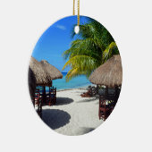Cozumel Mexico Beach Hut Palm Tree Blauwgroen wate Keramisch Ornament (Rechts)
