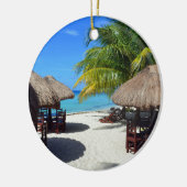 Cozumel Mexico Beach Hut Palm Tree Blauwgroen wate Keramisch Ornament (Links)