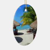 Cozumel Mexico Beach Hut Palm Tree Blauwgroen wate Keramisch Ornament (Rechts)