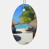 Cozumel Mexico Beach Hut Palm Tree Blauwgroen wate Keramisch Ornament (Links)