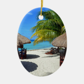 Cozumel Mexico Beach Hut Palm Tree Blauwgroen wate Keramisch Ornament