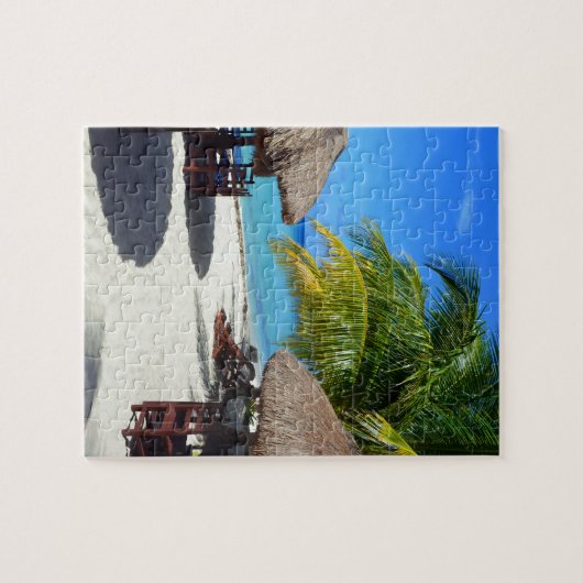 Cozumel Mexico Beach Hut Palm Tree Blauwgroen wate Legpuzzel (Horizontaal)