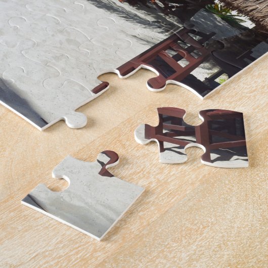 Cozumel Mexico Beach Hut Palm Tree Blauwgroen wate Legpuzzel (Zijkant)