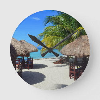 Cozumel Mexico Beach Hut Palm Tree Blauwgroen wate Ronde Klok