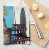 Cozumel Mexico Beach Hut Palm Tree Blauwgroen wate Theedoek (Quarter Fold)