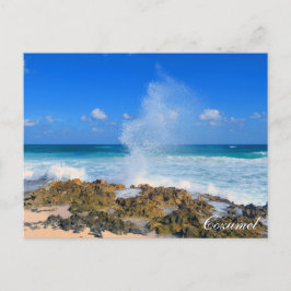 Cozumel Mexico Beach Wave Splash Water Spout Blauw Briefkaart