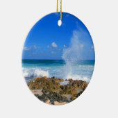 Cozumel Mexico Beach Wave Splash Water Spout Blauw Keramisch Ornament (Rechts)