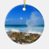 Cozumel Mexico Beach Wave Splash Water Spout Blauw Keramisch Ornament (Voorkant)