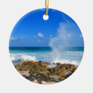 Cozumel Mexico Beach Wave Splash Water Spout Blauw Keramisch Ornament
