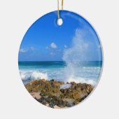 Cozumel Mexico Beach Wave Splash Water Spout Blauw Keramisch Ornament (Links)